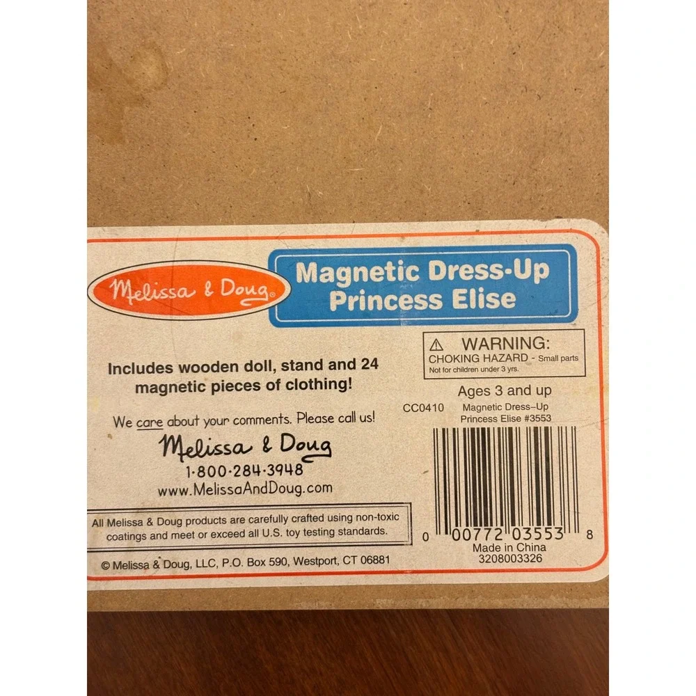 Melissa & Doug Magnetic Dress-Up Princess Elise Wood Multicolor  7 outfits Good!